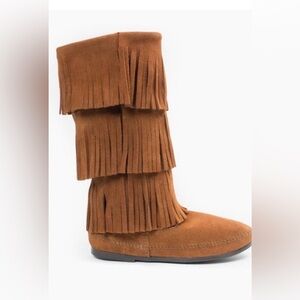 Minnetonka Moccasin Fringe Leather Boots Size 8